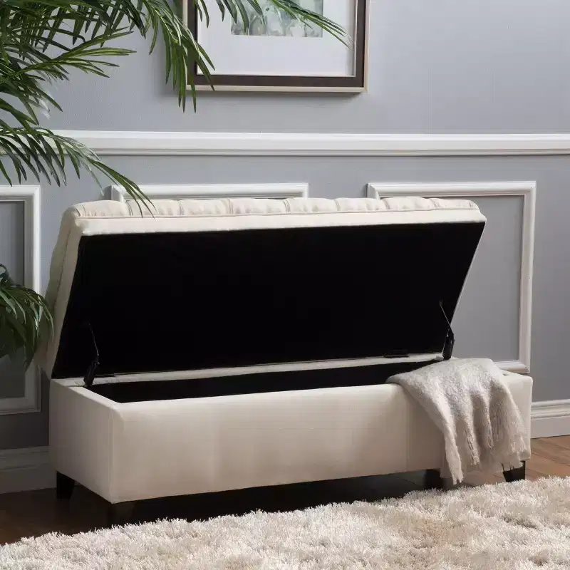 GDFStudio Heathbrooke Contemporary Tufted Fabric Storage Ottoman