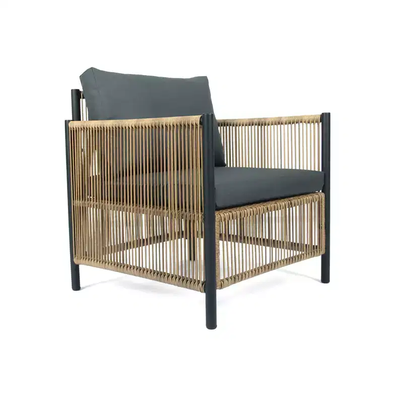 Whisen 6-Piece PE Wicker Patio Conversation Sofa Set with Gray Cushions and Coffee Table