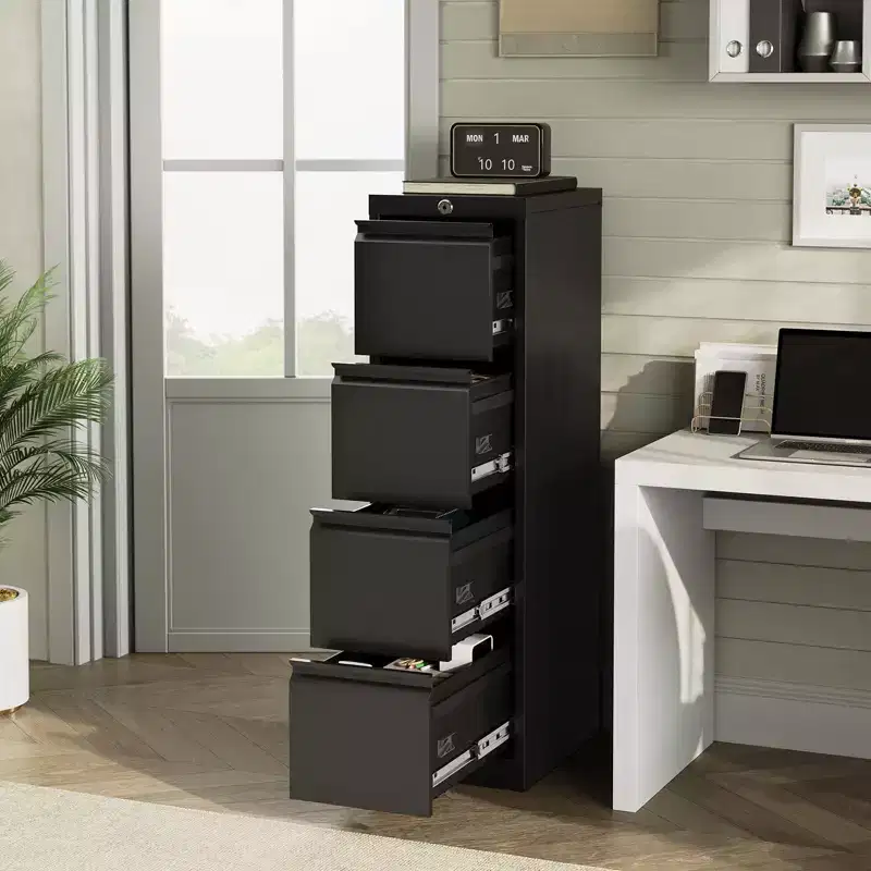 Metal File Cabinet with Lock - 4-Drawer Vertical Locking Storage for Letter/Legal/A4 Files, Office Organizer