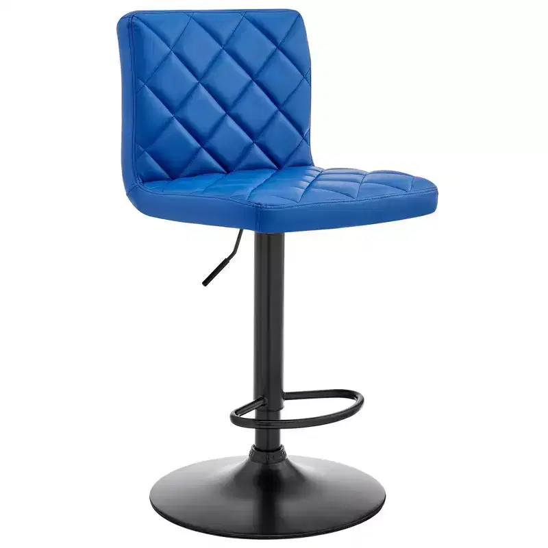 Duval Adjustable Barstool with Faux Leather and Metal Finish