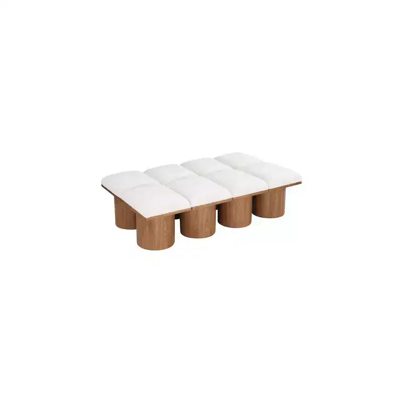 Cream Boucle Fabric Bench