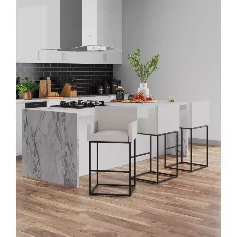 2 Upholstered Metal Counter Height Barstools