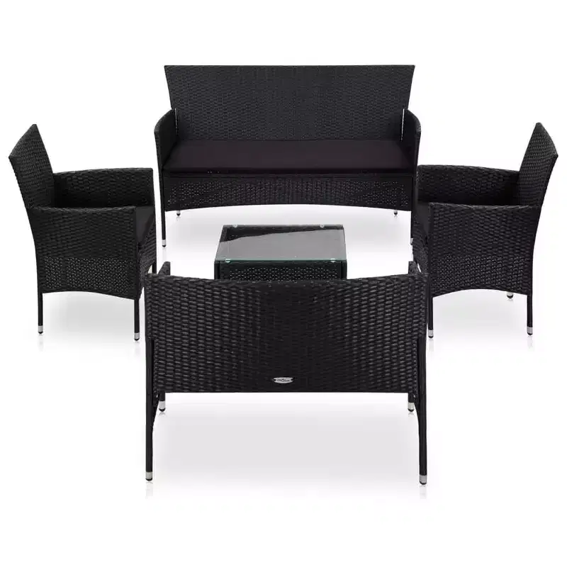 vidaXL Patio Furniture Set 5 Piece Patio Sectional Sofa with Table Poly Rattan