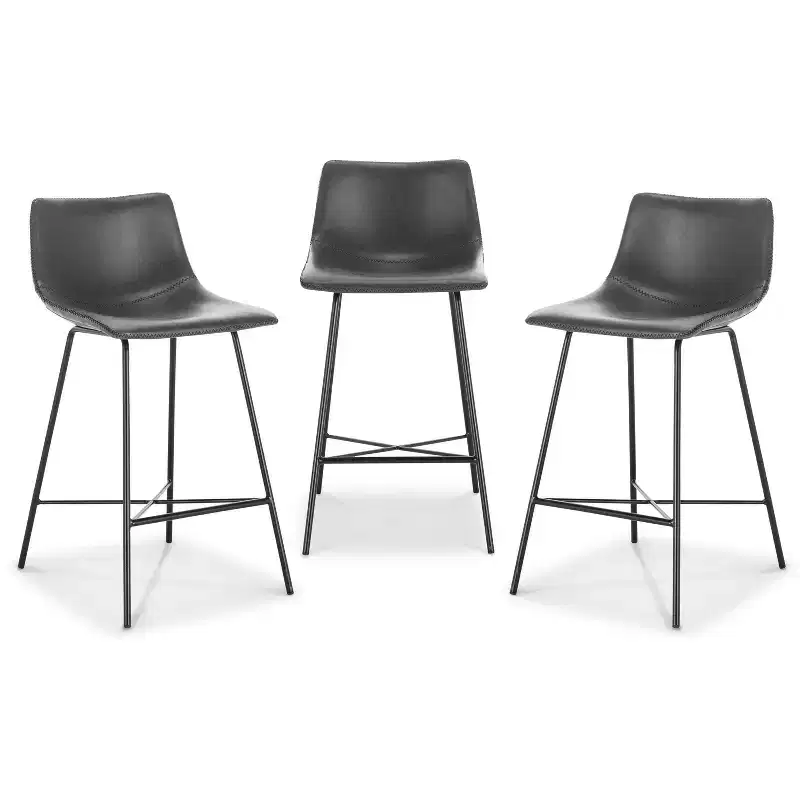Poly & Bark Set of 3 24 High Paxton Counter Height Barstools