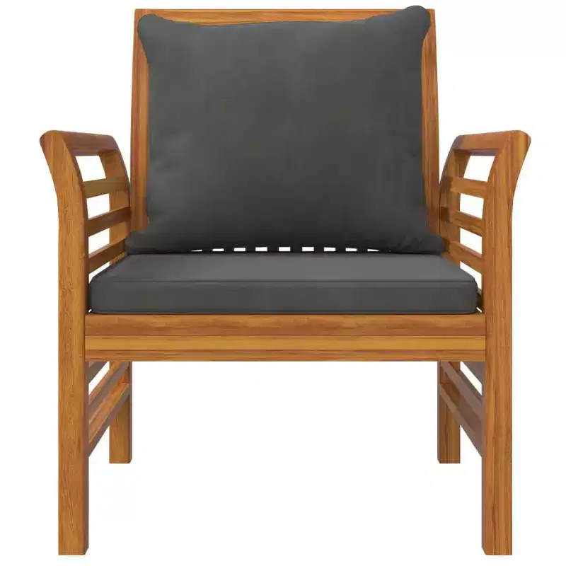 vidaXL Sofa Chair Set of 2 Dark Grey Solid acacia wood Standard