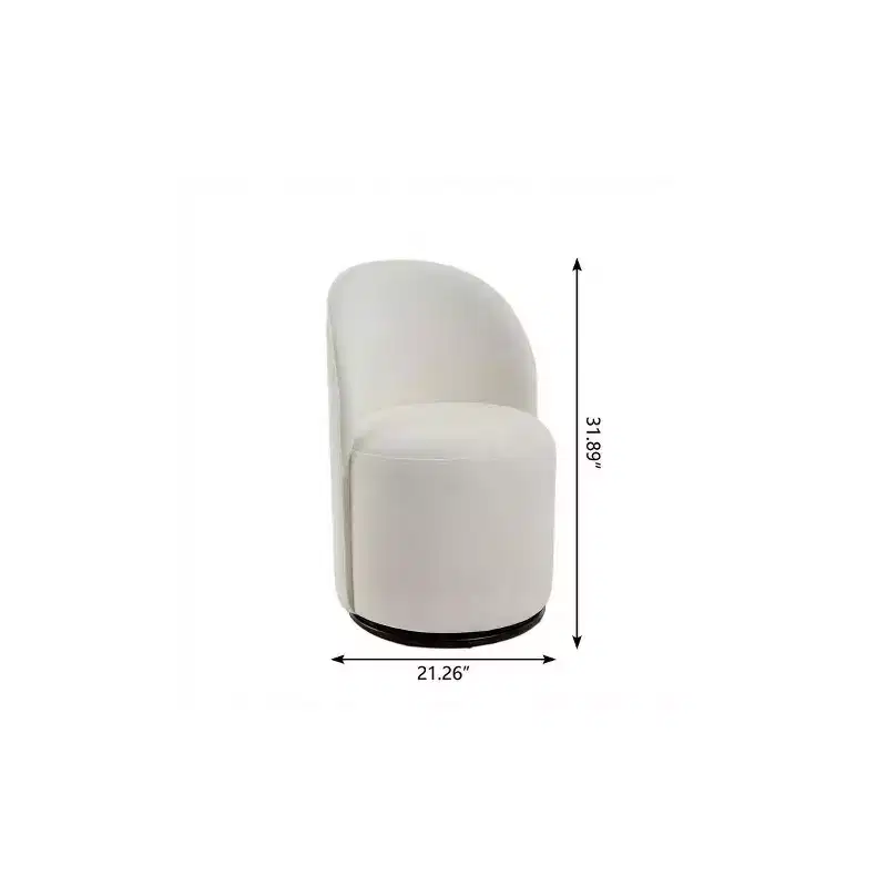 HomeRoots Cream and Black Velvet Curved Back Swivel Dining Arm Chair