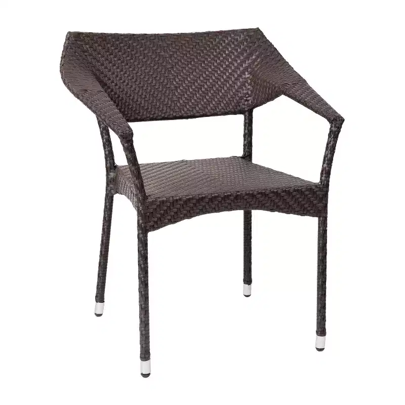 Emma and Oliver Modern All-Weather Patio Dining Chair with Fade and Weather Resistant PE Rattan and Reinforced Steel Frame