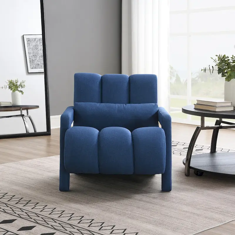 Modern Linen Upholstered Accent Chair with 1 Pillow, Set of 1