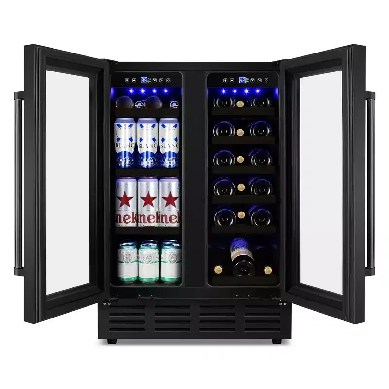Denjol Freestanding Wine and Beverage Cooler - Dual Zone, 24 Inch, Holds 18 Wine Bottles + 88 Cans