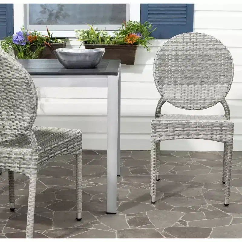 Valdez Stackable Side Chair Indoor/Outdoor (Set of 2) - FOX5204 - Grey - Safavieh Couture