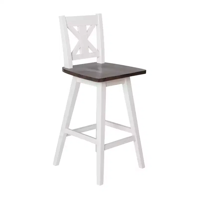 Flash Furniture Gwendolyn Commercial Grade Solid Wood Modern Farmhouse Swivel Counter Height Barstool