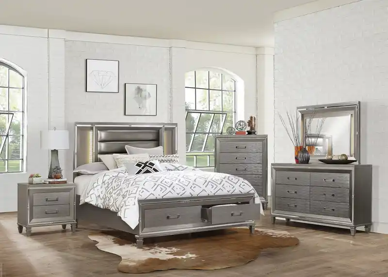 Bedroom Chest of Drawers, 5-Drawer, 38W x 54.3H, Glam