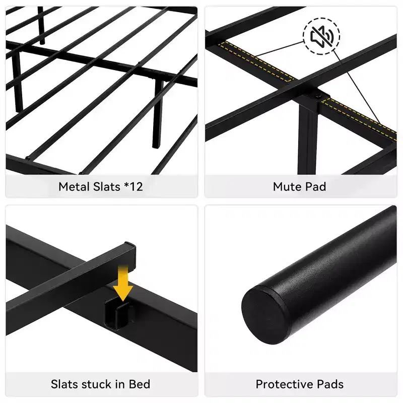 Twin/Full/Queen Size Metal Platform Bed Frame with Headboard and Footboard
