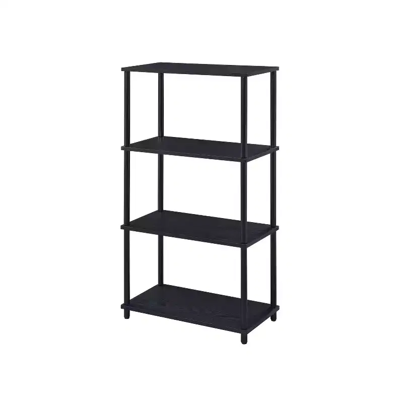 HomeStock 71 H. Black MDF (Medium-Density Fiberboard) Vertical Bookshelves 5 with Tier Shelves