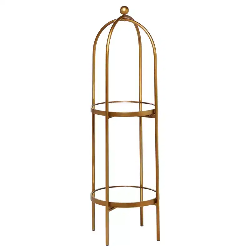 Glam Metal Shelving Unit Gold: Luxury Storage, 2-Tier Bookcase