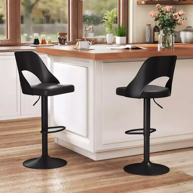 Costway Bar Stools Set of 4 w/Enlarged PU Leather Seat Footrest Swivel Bar Chairs