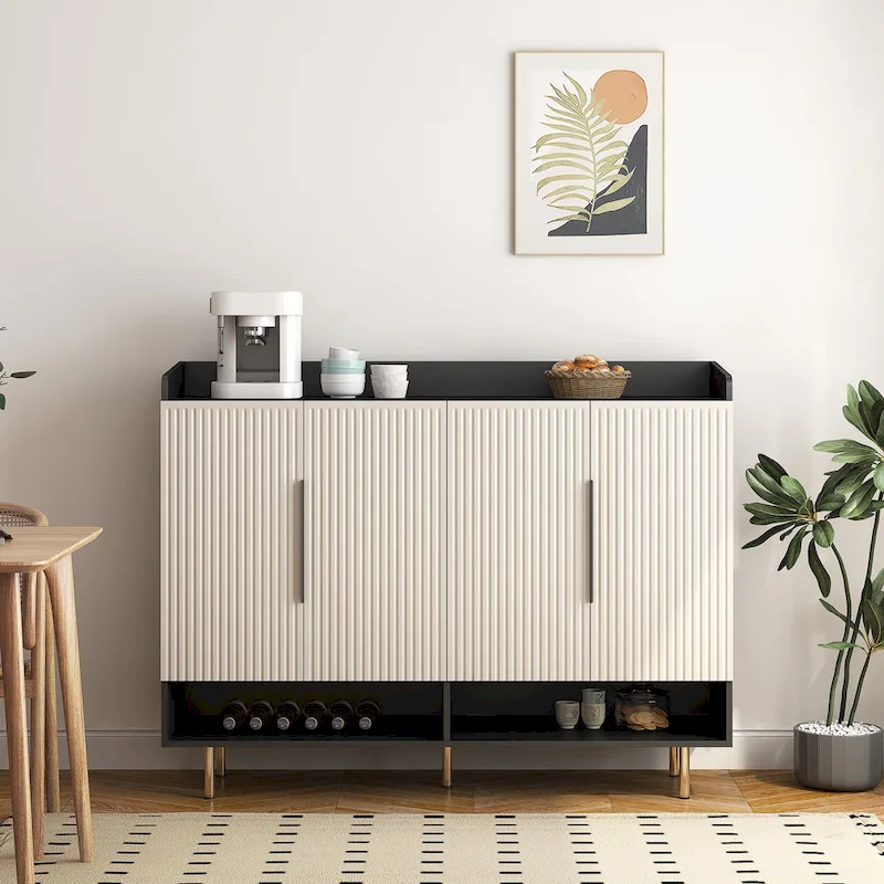 Sideboard,Shoe Cabinet with 4 Doors Large Modern Shoe Storage Organizer Cabinet with Adjustable Shelves
