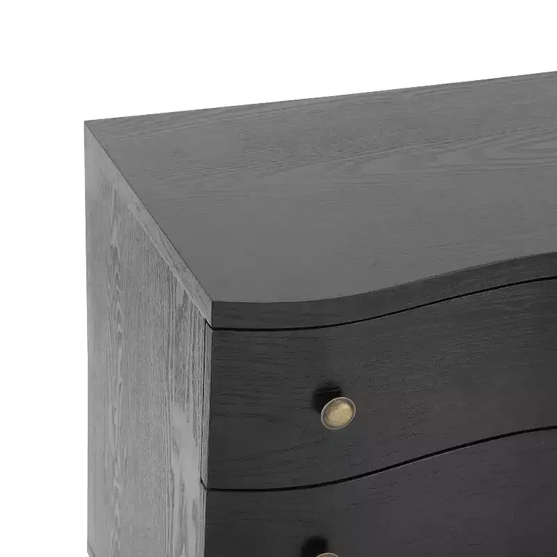 Christopher Knight Home Chaeryeong Modern Wooden 3-Drawer Nightstand with Curved Front Design