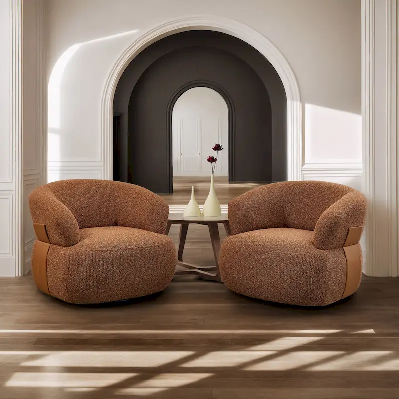 Kieon 33W 360 Swivel Modern Barrel Chair Accent Chair Set of 2