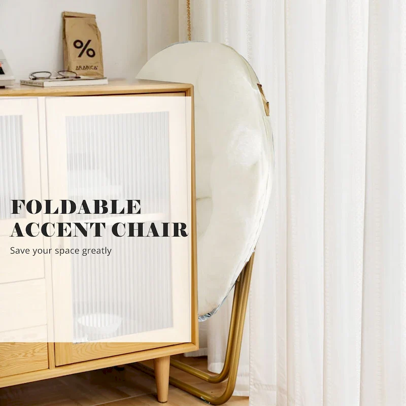 Foldable Saucer Chair with Faux Fur Cushion