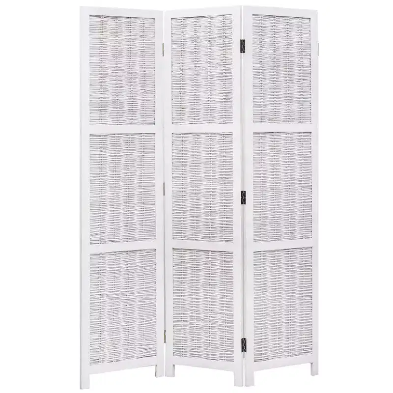 Legacy Decor Wicker and Wood Screen Room Divider