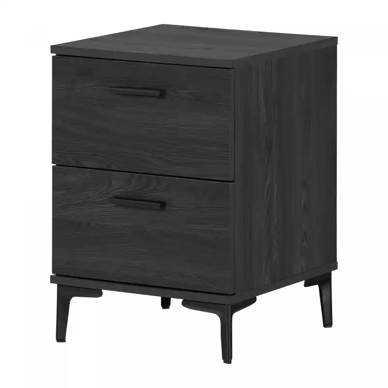 2-drawer Nightstand With Metal Legs - Gray Oak