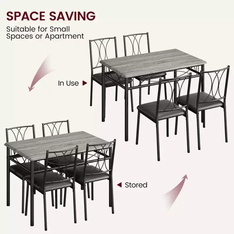 Rectangle Kitchen Table, with 4 Upholstered Chairs