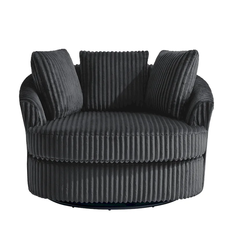 DREAMSIDEA 2 Set Recessed Arm Slipcovered Swivel Barrel Chair