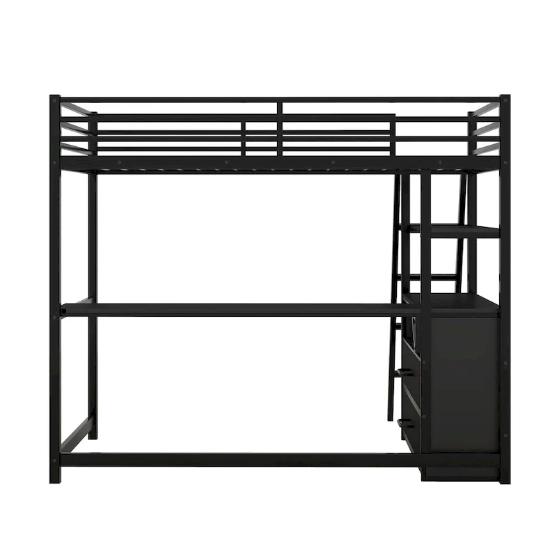 Loft Bed with Desk and Shelves