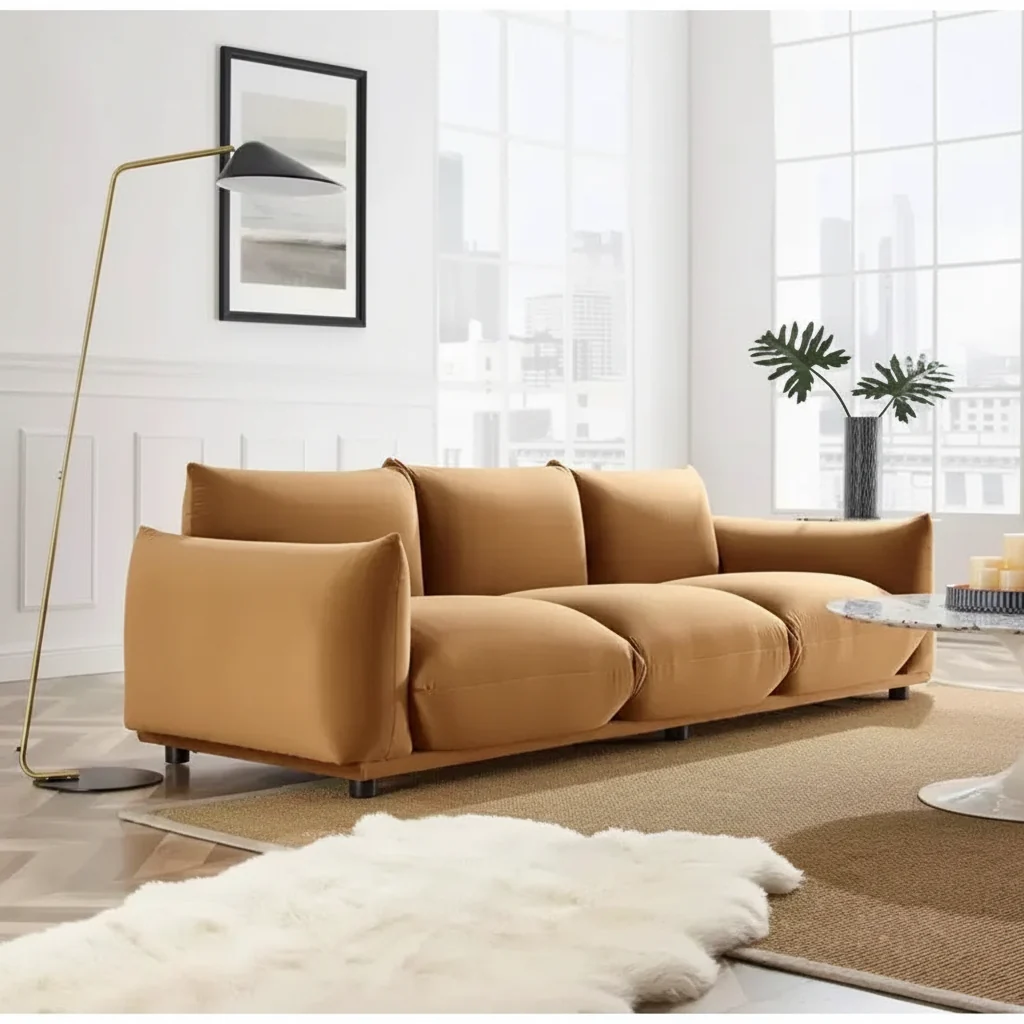 Copious Performance Velvet Sofa Cognac