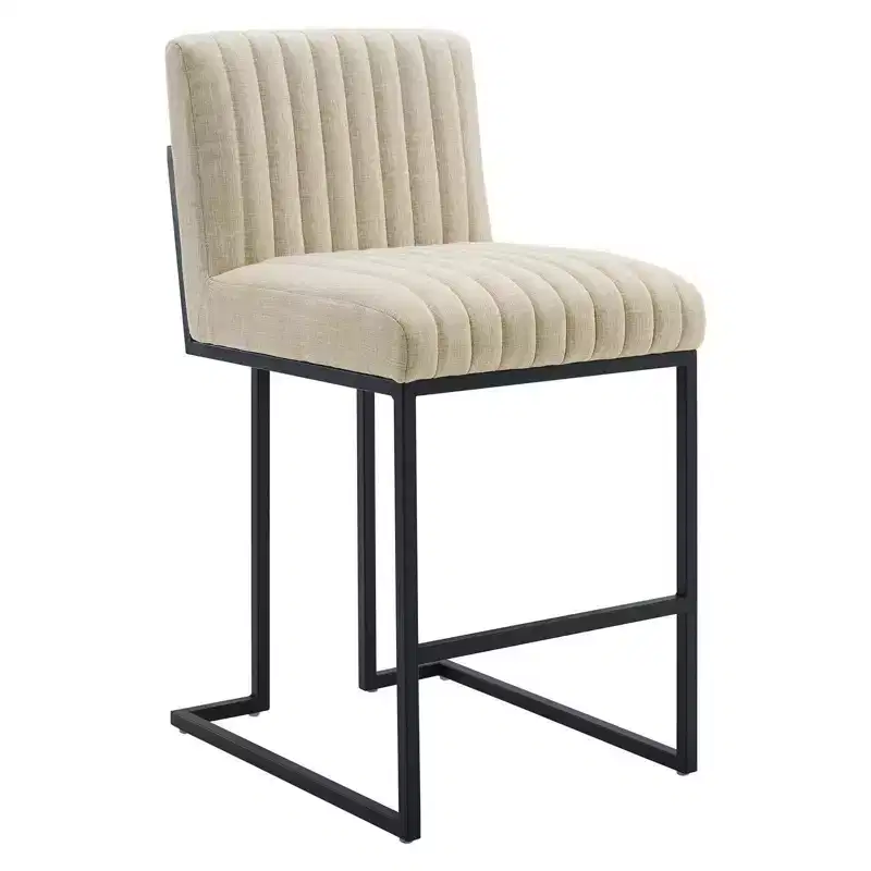Channel Tufted Fabric Counter Height Barstool