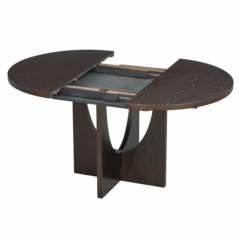 Modern 5-Piece Round Dining Set with 16.2 Removable Leaf