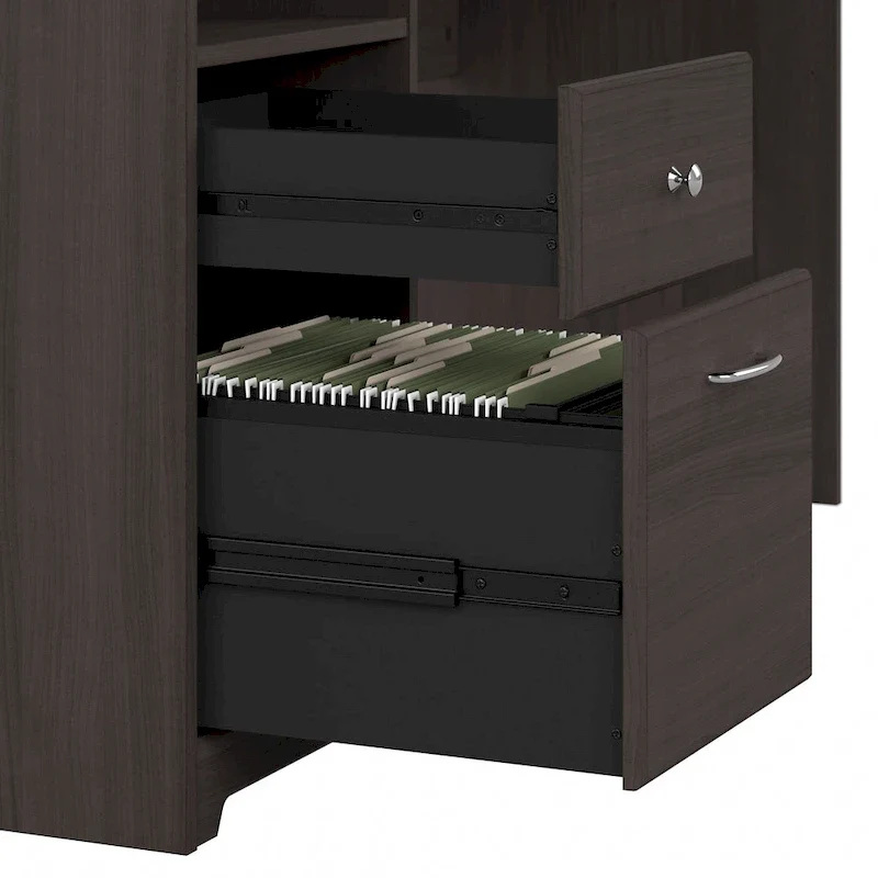 72W Computer Desk with Hutch and Drawers by
