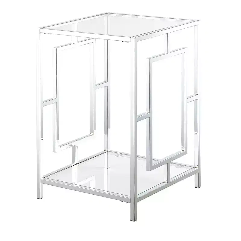 Town Square Chrome End Table with Shelf - Breighton Home