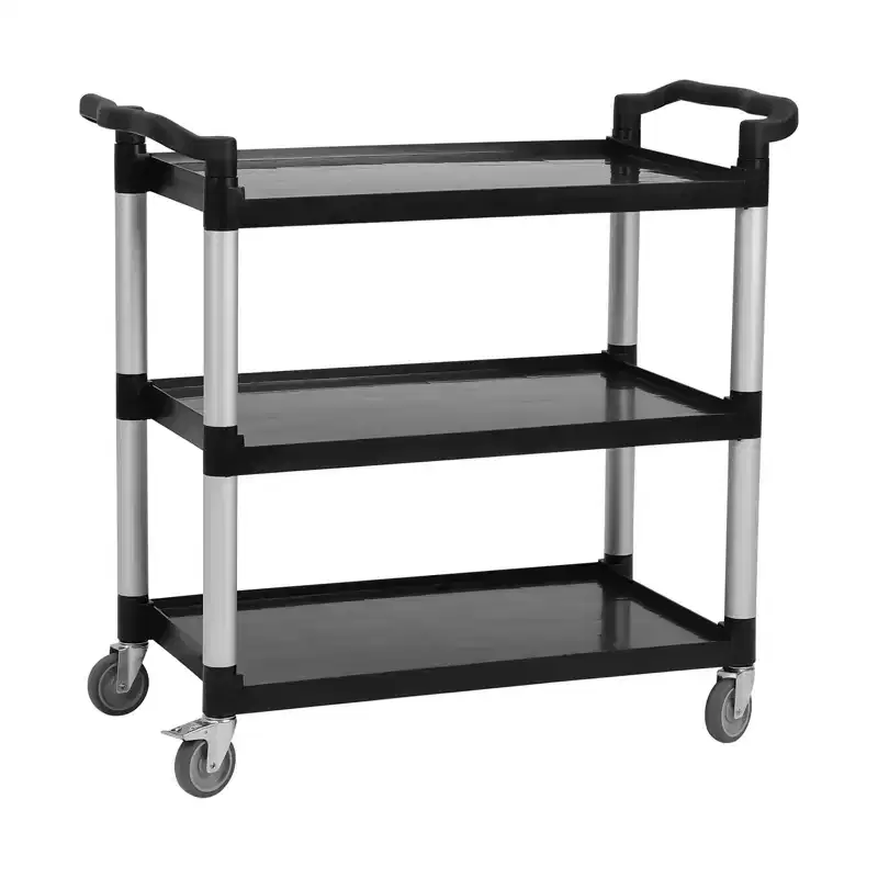 3-Tier Plastic Rolling Cart, Utility Cart w/ Lockable Wheels & 360LBS Capacity