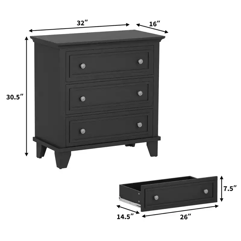 COZONY Freestanding 3-Drawer Dresser, Rustic Wooden Storage Chest for Bedroom, Living Room & Entryway