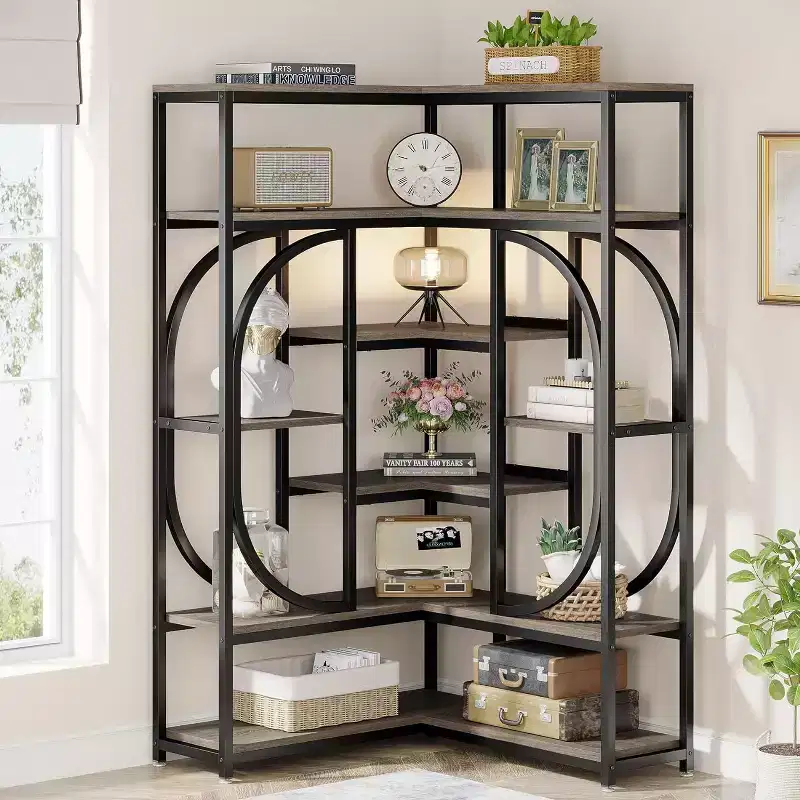 Tribesigns L-Shaped 7-Shelf Corner Bookcase