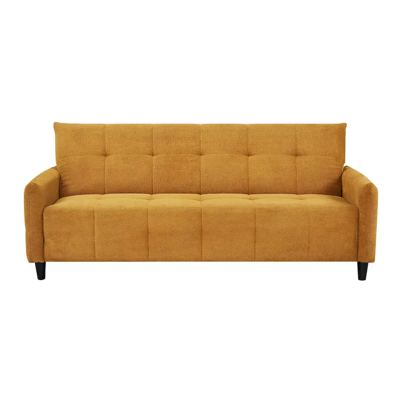 Mustard Biscuit Tufted Sofa Bed, Queen Sleeper, 2-Seater