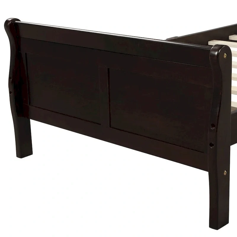 Twin/Full/Queen Wood Frame Sleigh Bed with Footboard