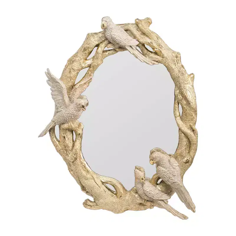 HomeRoots 22 Gold Birds and Branches Resin Framed Accent Mirror