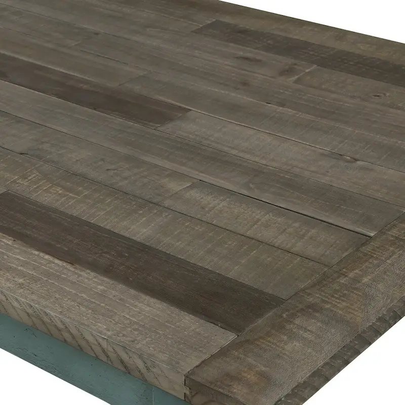 Roundhill Furniture Prato Blue and Brown Two-Tone Finish Wood Dining Table - N/A