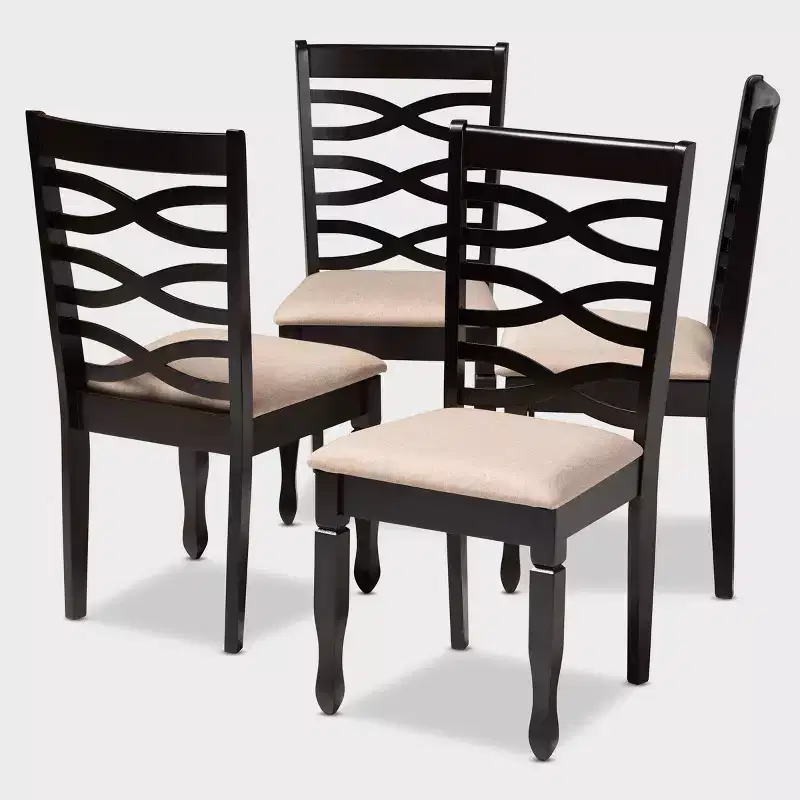 4pc Lanier finished Wood Dining Chairs - Baxton Studio