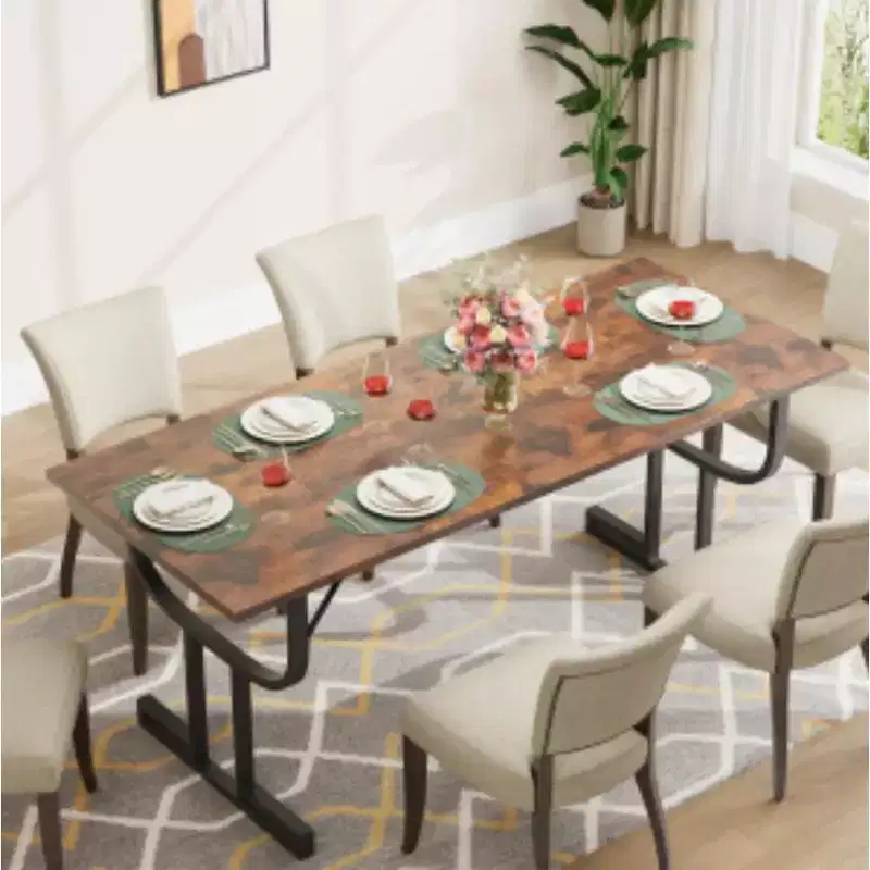 Long Dining Table with Wine Glass Legs (PB Board + Iron)