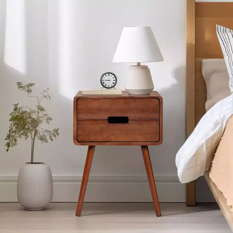 Karl Home 17.32in. W Mid-Century Solid Wood Nightstands For Bedroom