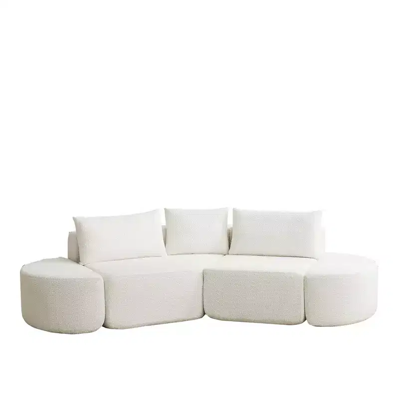 Clihome 106.3-inch V-Shape Modular Sectional Sofa with Throw Pillows, Ottomans