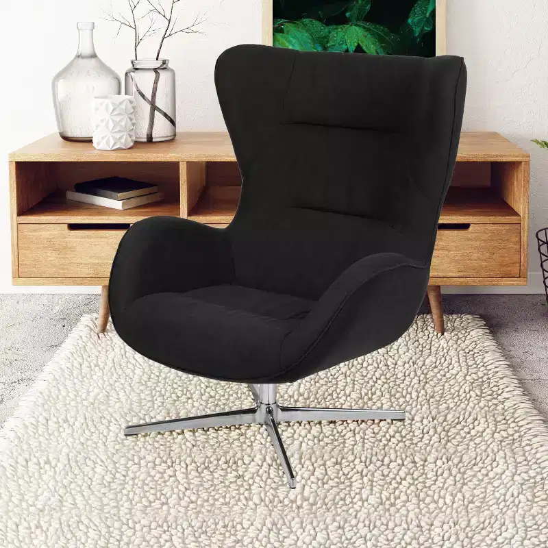 Retro Swivel Wing Accent Chair with LeatherSoft Upholstery - 500 lb Capacity