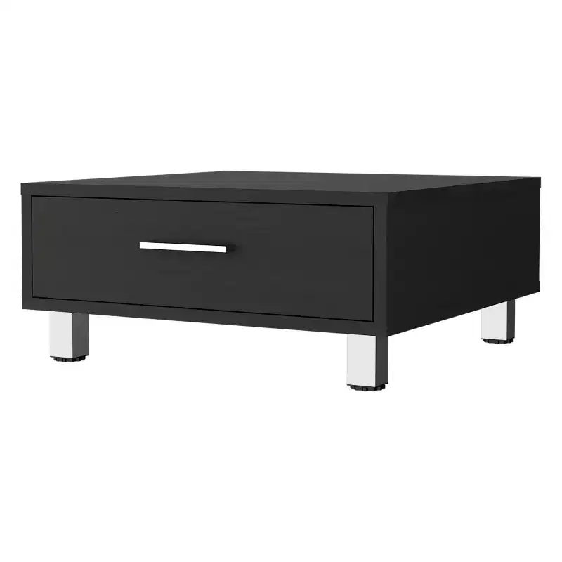 Wenge Rectangle Coffee Table with 1 Drawer, Four Metal Legs Metal Handle Superior Top Living Room Accent Table