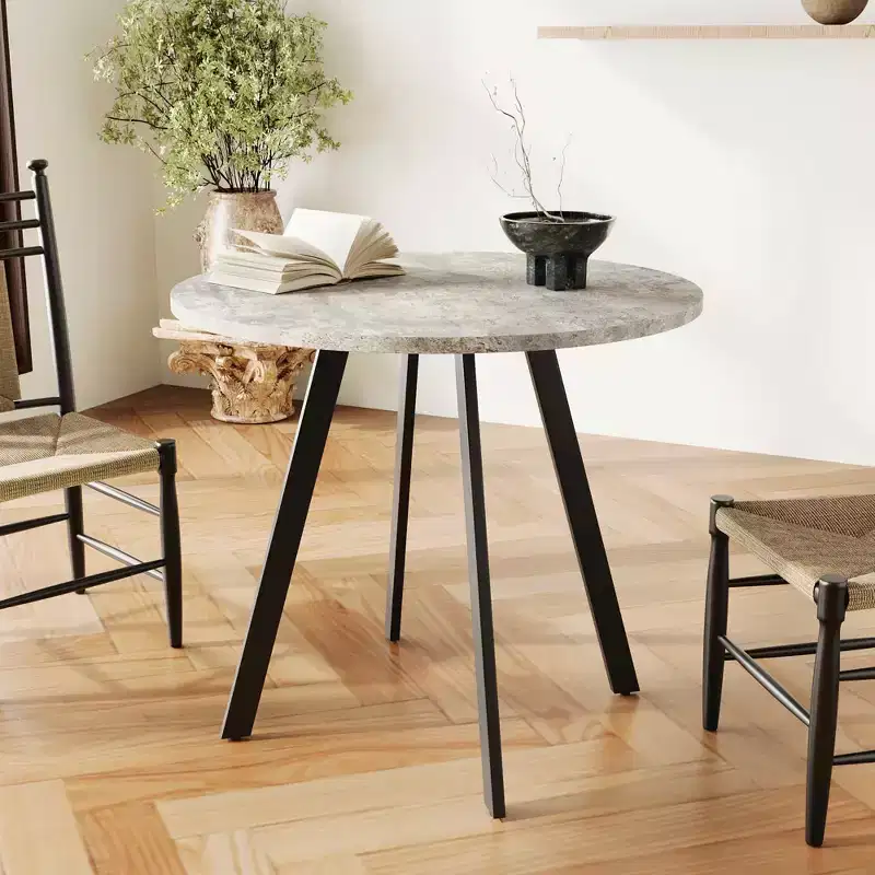 MAYEERTY 33.5 inches Modern Minimalist Circular Coffee Table, Gray Cement Texture for Living Room