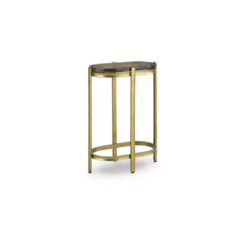 Signature Design by Ashley Porterville Accent Table - Gold Finish with Iridescent Glass Top, Metal Construction