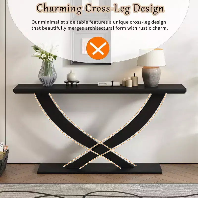 Whisen 57'' Modern Rustic Entryway Console Table, Accent Hallway Table, Slim Sofa Table with Cross-Leg Design, Sturdy Construction